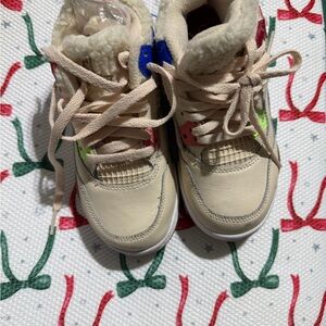 Jordan Kids Beige and Colorful High-Top Sneakers